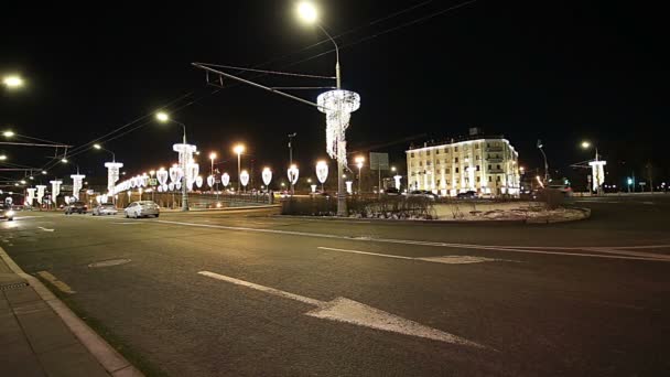 Stone Bridge Yakınındaki Kremlin Gece Moskova Rusya Nın Popüler Görünümü — Stok video