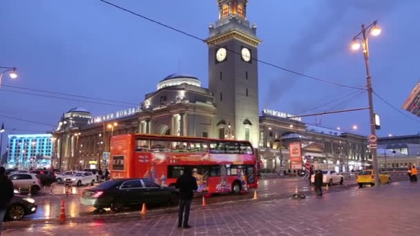 Moskva Rusko Ledna 2018 Kiyevskaya Kyjevské Železniční Station Inscription Russian — Stock video