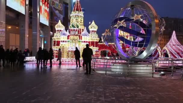 Moscow Rússia Janeiro 2018 Natal Feriados Ano Novo Decoração Área — Vídeo de Stock