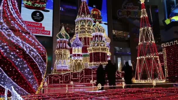 Moskau Russland Januar 2018 Weihnachtsdekoration Auf Dem Gelände Des Kiyevskaya — Stockvideo