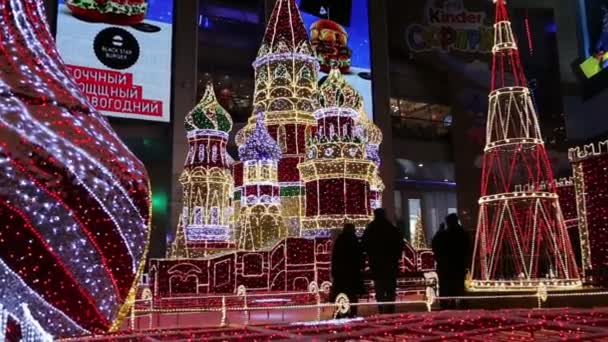 Moscú Rusia Enero 2018 Navidad Vacaciones Año Nuevo Decoración Área — Vídeo de stock