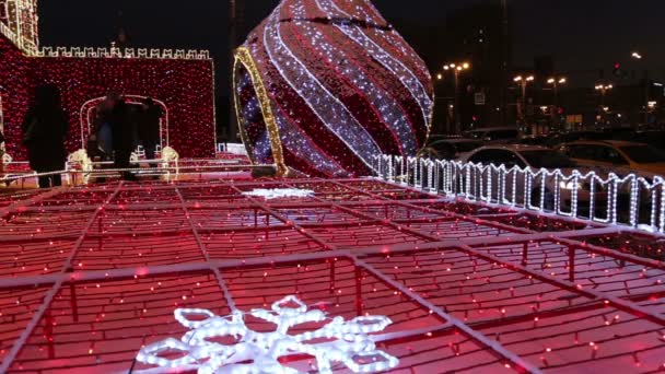 Moskwa Rosja Stycznia 2018 Dekorację Świąteczną Sylwester Terenie Dworca Kijowskiego — Wideo stockowe