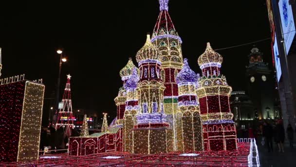 Moskva Ryssland Januari 2018 Nyårshelgen Juldekoration Området Järnvägsstationen Kiyevskaya Kiyevsky — Stockvideo