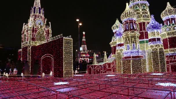 Moskau Russland Januar 2018 Weihnachtsdekoration Auf Dem Gelände Des Kiyevskaya — Stockvideo