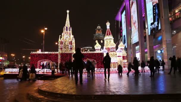 Moskwa Rosja Stycznia 2018 Dekorację Świąteczną Sylwester Terenie Dworca Kijowskiego — Wideo stockowe