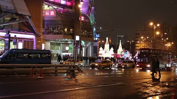 Moskau Russland Januar 2018 Weihnachtsdekoration Auf Dem Gelände Des Kiyevskaya — Stockvideo