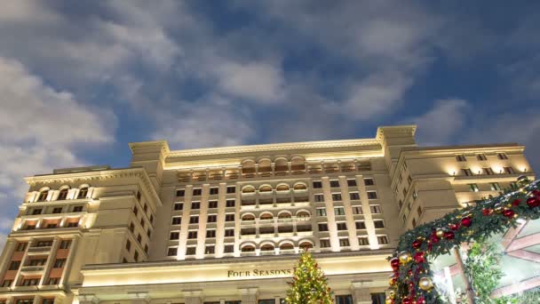 Navidad Año Nuevo Iluminación Las Vacaciones Four Seasons Hotel Por — Vídeos de Stock