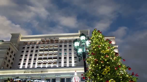 Navidad Año Nuevo Iluminación Las Vacaciones Four Seasons Hotel Por — Vídeo de stock