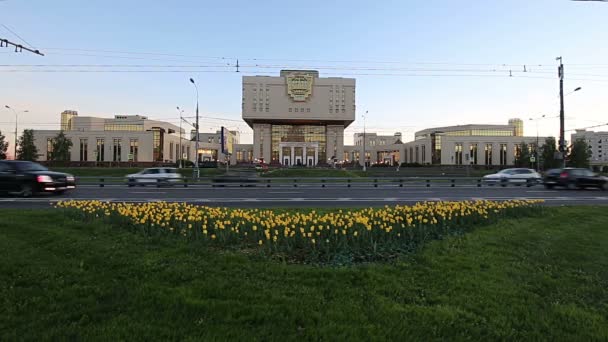 Moskau Russland Mai 2019 Grundlegende Bibliothek Moskauer Staatsuniversität Inschrift Auf — Stockvideo