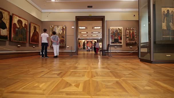 莫斯科 俄罗斯 2019年6月 国家特列季亚科夫画廊 是俄罗斯莫斯科的一个艺术画廊 是俄罗斯艺术品在世界上最重要的保存地 画廊的历史始于1856年 艺术家V 瓦斯涅佐夫大厅 130 — 图库视频影像