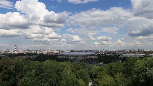 Widok Centrum Moskwy Wzgórza Worobiowe Lub Worobiowy Gory Obserwacji Wyświetlanie — Wideo stockowe