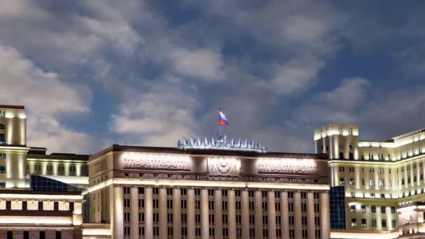 Edificio Principal Del Ministerio Defensa Federación Rusa Minoboron Contexto Nubes — Vídeo de stock