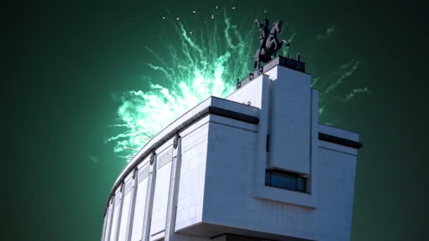 Fuochi Artificio Sul Monumento Caduti Nel Parco Della Vittoria Sulla — Video Stock