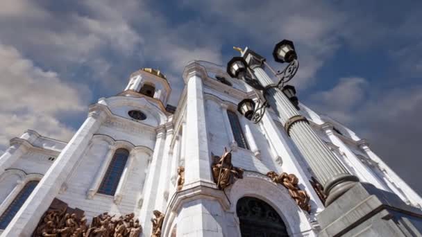 Вид Собор Спасителя Христа День Тлі Рухомих Хмар Москва Росія — стокове відео