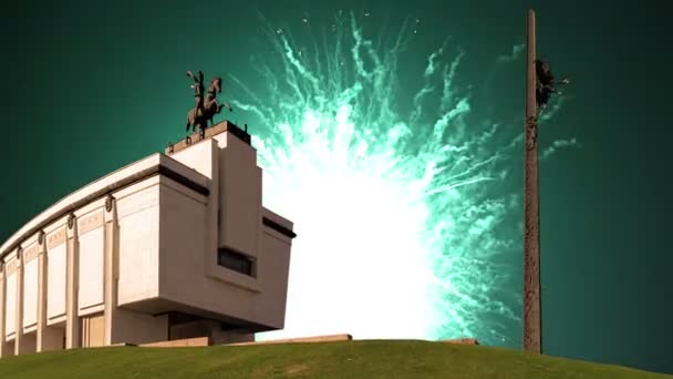 Poklonnaya Tepesi Ndeki Zafer Parkı Ndaki Savaş Anıtı Üzerinde Havai — Stok video
