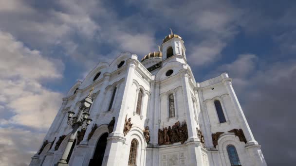 Vista Catedral Cristo Salvador Dia Fundo Nuvens Movimento Moscou Rússia — Vídeo de Stock