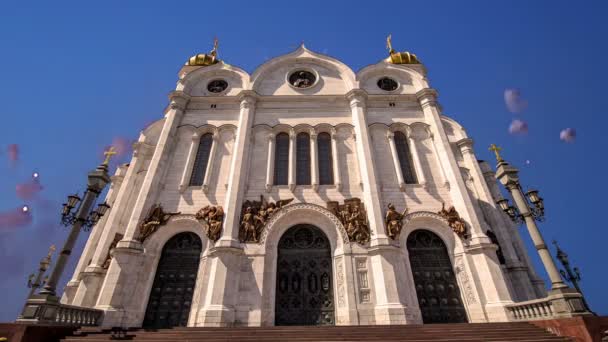 Fuochi Artificio Sulla Cattedrale Cristo Salvatore Mosca Russia — Video Stock