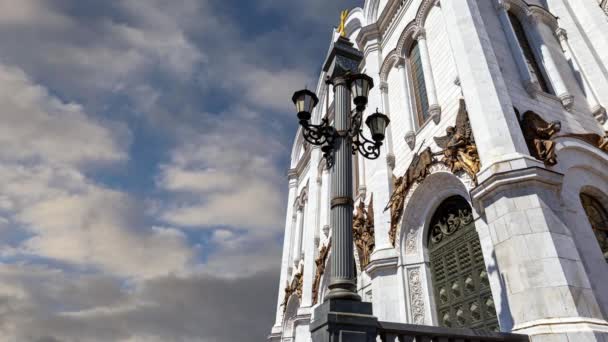 Vista Catedral Cristo Salvador Dia Fundo Nuvens Movimento Moscou Rússia — Vídeo de Stock