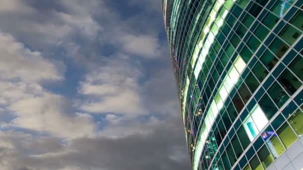 国际商务中心 的摩天大楼 背景为移动的云彩 俄罗斯莫斯科 — 图库视频影像