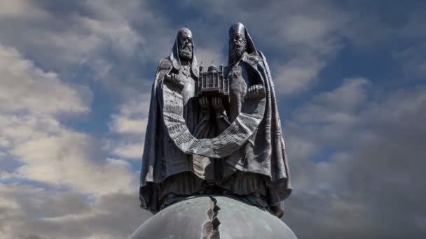 Monumento Riunione Nella Cattedrale Cristo Salvatore Sullo Sfondo Nuvole Movimento — Video Stock