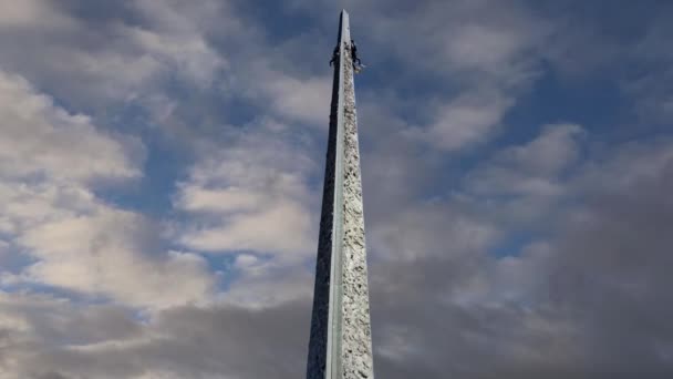 Memorial Guerra Victory Park Poklonnaya Hill Fundo Nuvens Movimento Moscou — Vídeo de Stock