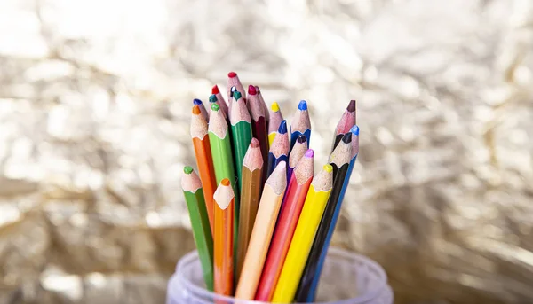 Assortiment Crayons Couleur Sur Fond Blanc — Photo