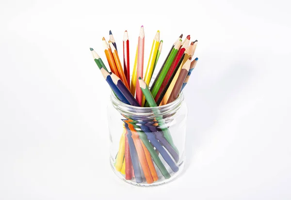 Assortiment Crayons Couleur Sur Fond Blanc — Photo