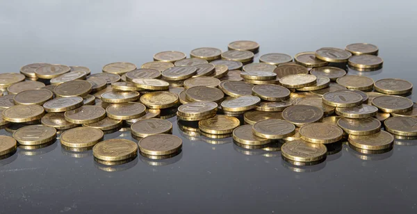 Железные Рублевые Монеты Написаны Десять Рублей Банк России Русском Языке — стоковое фото