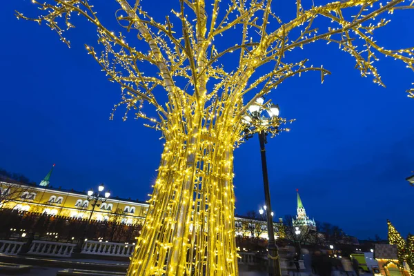 Natal Feriados Ano Novo Decoração Moscou Noite Russia Manege Square — Fotografia de Stock