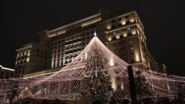 Moskva Rusko Prosince 2019 Vánoční Novoroční Dekorace Moskvě Noci Rusko — Stock video