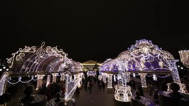 Moscou Russie Décembre 2019 Décoration Noël Nouvel Moscou Nuit Place — Video