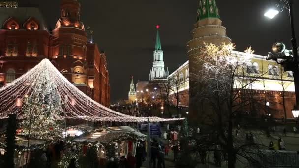 러시아 모스크바 2019 러시아 모스크바 성탄절 크렘린 근처의 — 비디오