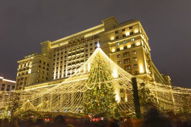 Moskova'da Noel (Yeni Yıl tatili) dekorasyon (gece), R