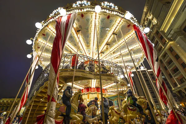 Moscou Russie Décembre 2019 Décoration Noël Nouvel Moscou Nuit Place — Photo