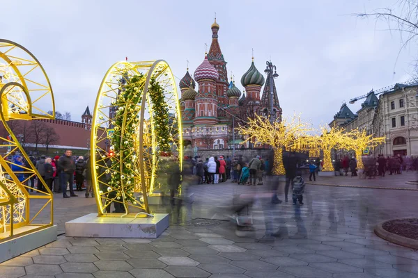 Moskou Rusland Januari 2020 Sint Basiliuskathedraal Tempel Van Basilius Gezegende — Stockfoto