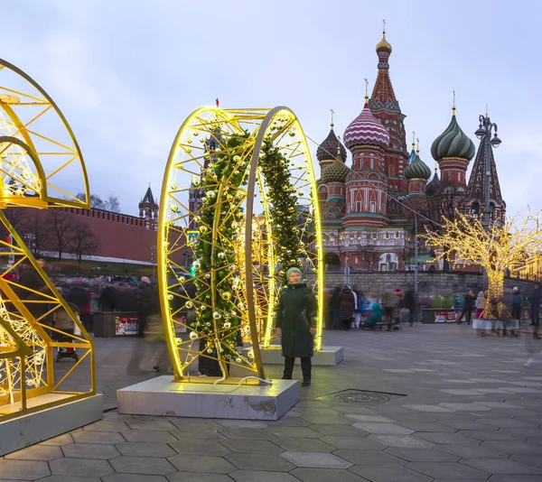 Moskva Rusko Ledna 2020 Katedrála Basila Chrám Požehnaného Basila Vánoční — Stock fotografie