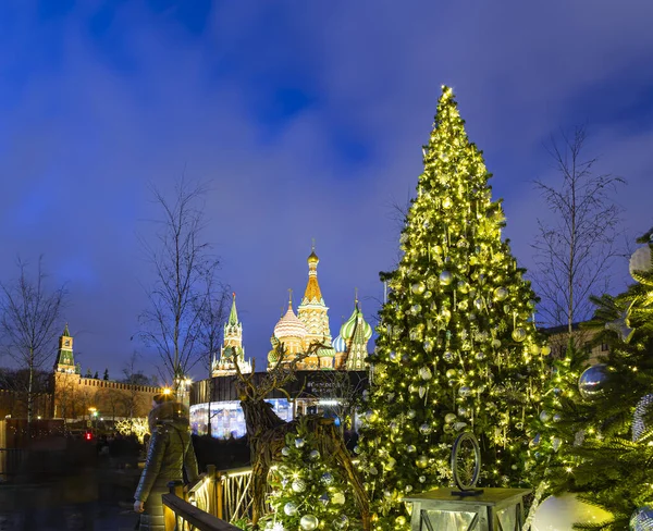 Moscou Russie Janvier 2020 Décoration Noël Vacances Nouvel Sur Parc — Photo