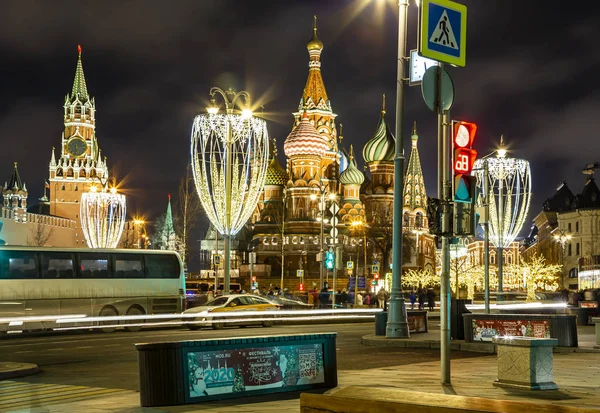 Moskwa Rosja Stycznia 2020 Katedra Bazylego Świątynia Bazylego Błogosławionego Wieża — Zdjęcie stockowe