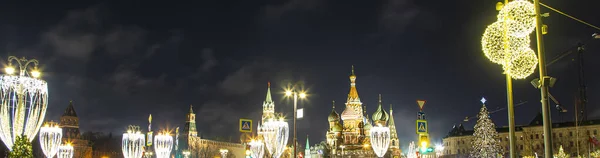 Sint Basiliuskathedraal Tempel Van Basilius Gezegende Spasskaya Tower Kerstversiering Nieuwjaar — Stockfoto