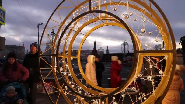 Moscú Rusia Enero 2020 Decoración Navidad Vacaciones Año Nuevo Parque — Vídeos de Stock