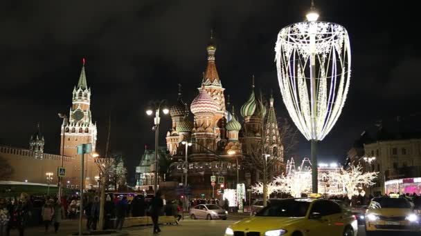 Moskou Rusland Januari 2020 Sint Basiliuskathedraal Tempel Van Basilius Gezegende — Stockvideo