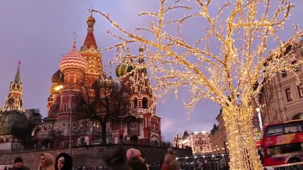 Moscow Russia Januar 2020 Saint Basil Katedralen Tempel Basil Den – Stock-video