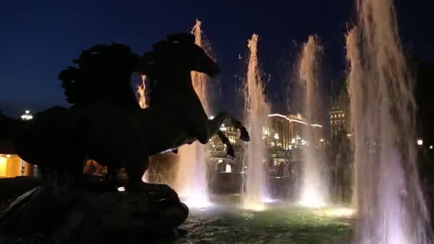 Moscow Russia September 2019 Sculptural Composition Four Seasons Fountain Alexandrovsky — Stock Video