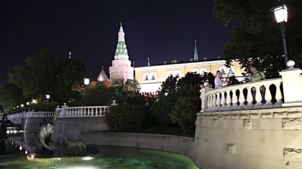 Moskva Ryssland September 2019 Alexander Garden Nära Kreml Fontäner Med — Stockvideo