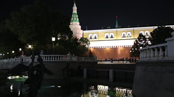 Moskwa Rosja Września 2019 Ogród Aleksandra Koło Kremla Fontanny Rzeźbami — Wideo stockowe