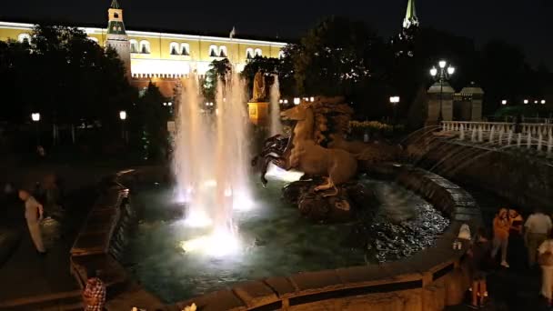 Moscow Russia September 2019 Sculptural Composition Four Seasons Fountain Alexandrovsky — Stock Video