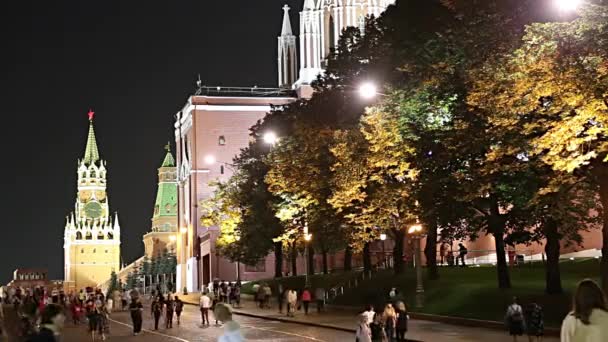 Moscou Russie Septembre 2019 Moscou Kremlin Les Touristes Russie Nuit — Video