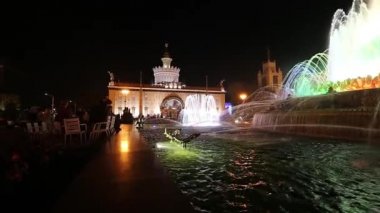 Moskova, Rusya - 30 Ağustos 2019: Çeşme Taşı Çiçeği Moskova'daki Vdnkh'te. Vdnkh (ayrıca All-Russian Exhibition Center olarak da adlandırılır) Moskova, Rusya'da kalıcı bir genel amaçlı ticaret fuarı 