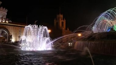 Moskova, Rusya - 30 Ağustos 2019: Çeşme Taşı Çiçeği Moskova'daki Vdnkh'te. Vdnkh (ayrıca All-Russian Exhibition Center olarak da adlandırılır) Moskova, Rusya'da kalıcı bir genel amaçlı ticaret fuarı 