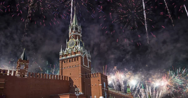 Spasskaya Toren Vuurwerk Ter Ere Van Victory Day Viering Wwii — Stockfoto